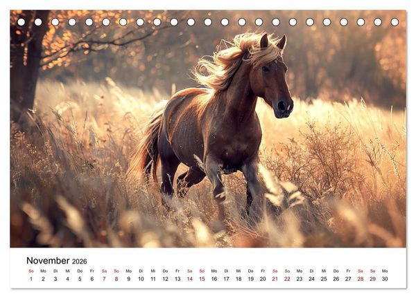 Produktbild: Wilde M&auml;hnen: Ein Jahr mit Pferden (Tischkalender 2026 DIN A5 quer), CALVENDO Monatskalender