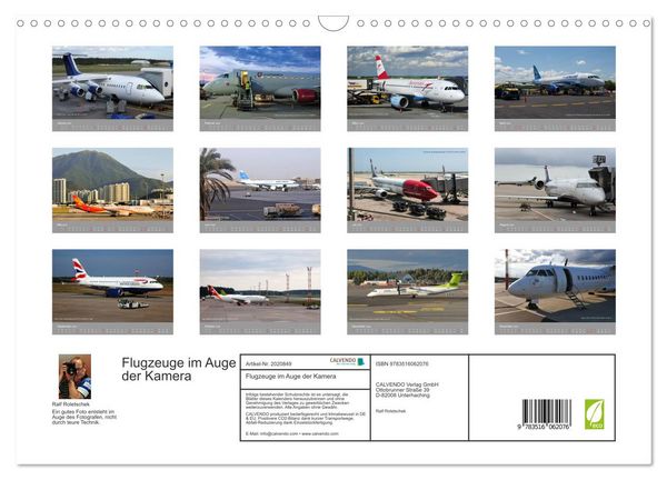 Produktbild: Flugzeuge im Auge der Kamera (Wandkalender 2026 DIN A3 quer), CALVENDO Monatskalender