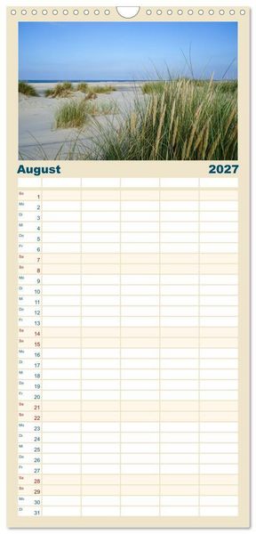 Produktbild: Familienplaner 2027 - Am Strand von Juist mit 5 Spalten (Wandkalender, 21 x 45 cm) CALVENDO