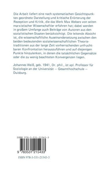 Produktbild: Das Werk Max Webers in der marxistischen Rezeption und Kritik