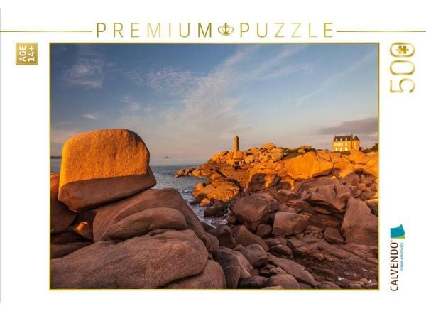 CALVENDO Puzzle Der Leuchtturm von Ploumanach an der Côte de Granit Rose, Bretagne | 500 Teile Lege-Größe 48 × 36 cm Foto-Puzzle für Erwachsene