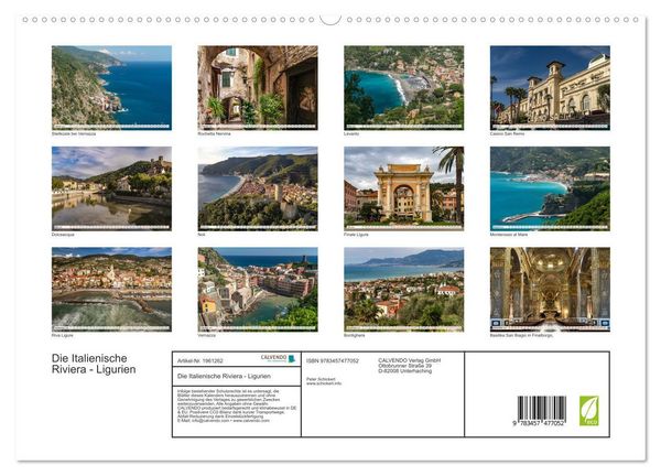 Produktbild: Die Italienische Riviera - Ligurien (hochwertiger Premium Wandkalender 2026 DIN A2 quer), Kunstdruck in Hochglanz