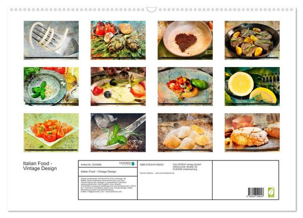 Produktbild: Italian Food - Vintage Design (Wandkalender 2026 DIN A2 quer), CALVENDO Monatskalender