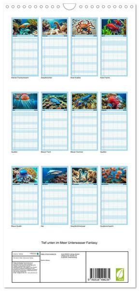 Produktbild: Familienplaner 2026 - Tief unten im Meer Unterwasser Fantasy mit 5 Spalten (Wandkalender, 21 x 45 cm) CALVENDO