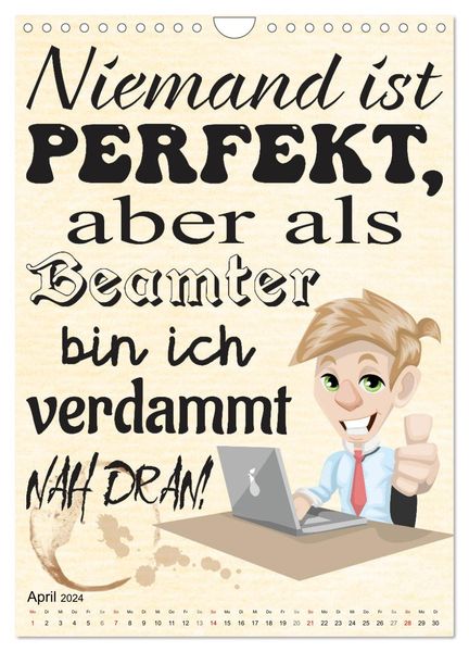 'BeamtenSprüche (Wandkalender 2024 DIN A4 hoch), CALVENDO