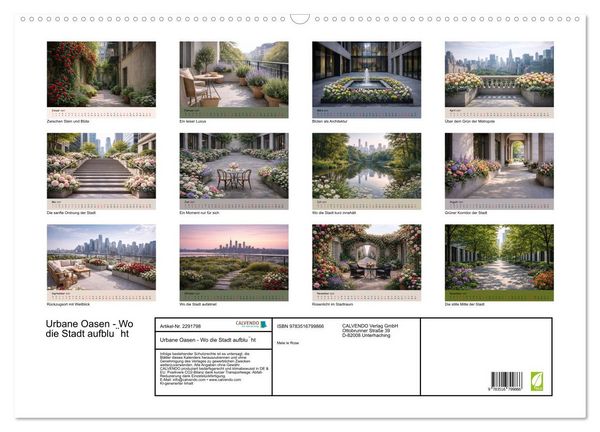 Produktbild: Urbane Oasen - Wo die Stadt aufblüht (Wandkalender 2027 DIN A2 quer), CALVENDO Monatskalender