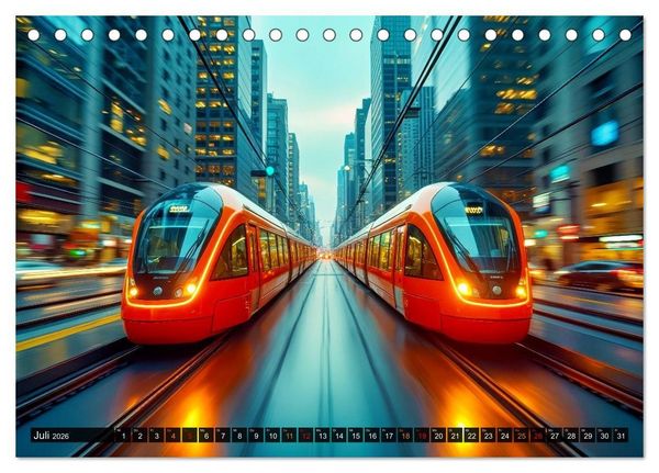 Produktbild: Futuristische Z&uuml;ge (Tischkalender 2026 DIN A5 quer), CALVENDO Monatskalender