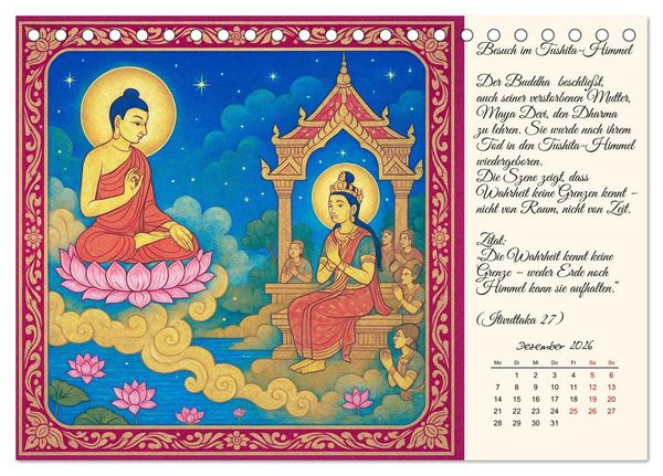 Produktbild: Siddhartas Pfad zum Buddha (Tischkalender 2026 DIN A5 quer), CALVENDO Monatskalender