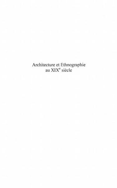 Produktbild: Architecture et ethnographie au XIXe siecle