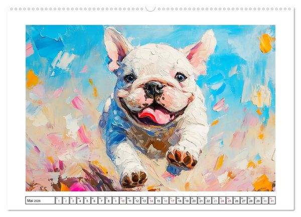 Produktbild: Bulldoggen Paintings. K&uuml;nstlerische Hundeportr&auml;ts im leuchtenden &Ouml;lgem&auml;lde-Stil (Wandkalender 2026 DIN A2 quer), CALVENDO Monatskalender