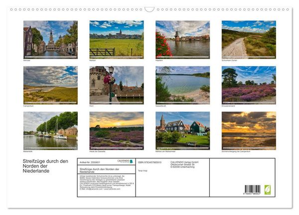 Produktbild: Streifz&uuml;ge durch den Norden der Niederlande (Wandkalender 2026 DIN A2 quer), CALVENDO Monatskalender