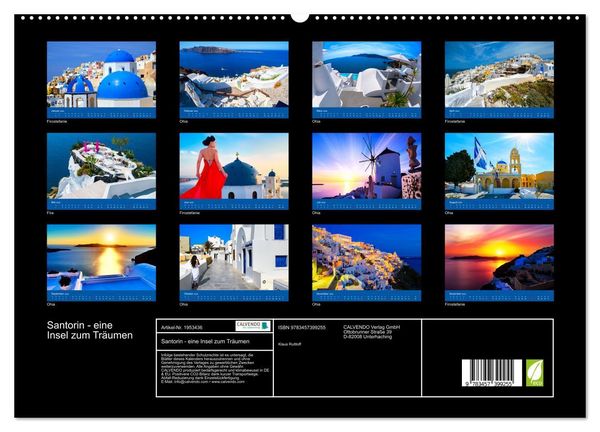 Produktbild: Santorin - eine Insel zum Tr&auml;umen (hochwertiger Premium Wandkalender 2026 DIN A2 quer), Kunstdruck in Hochglanz