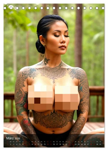 Produktbild: Tattoo Queens Asien (Tischkalender 2026 DIN A5 hoch), CALVENDO Monatskalender