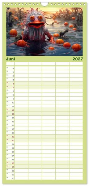 Produktbild: Familienplaner 2027 - Monsterm&auml;&szlig;ig durchs Jahr mit 5 Spalten (Wandkalender, 21 x 45 cm) CALVENDO
