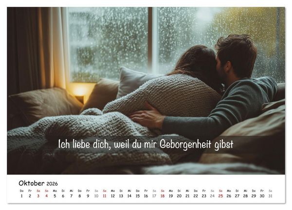 Produktbild: ICH LIEBE DICH - Unsere Liebe in zw&ouml;lf Gr&uuml;nden (hochwertiger Premium Wandkalender 2026 DIN A2 quer), Kunstdruck in Hochglanz