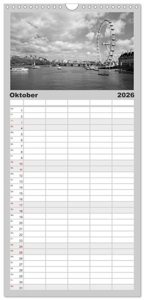 Produktbild: Familienplaner 2026 - LONDON Urbaner Flair mit 5 Spalten (Wandkalender, 21 x 45 cm) CALVENDO