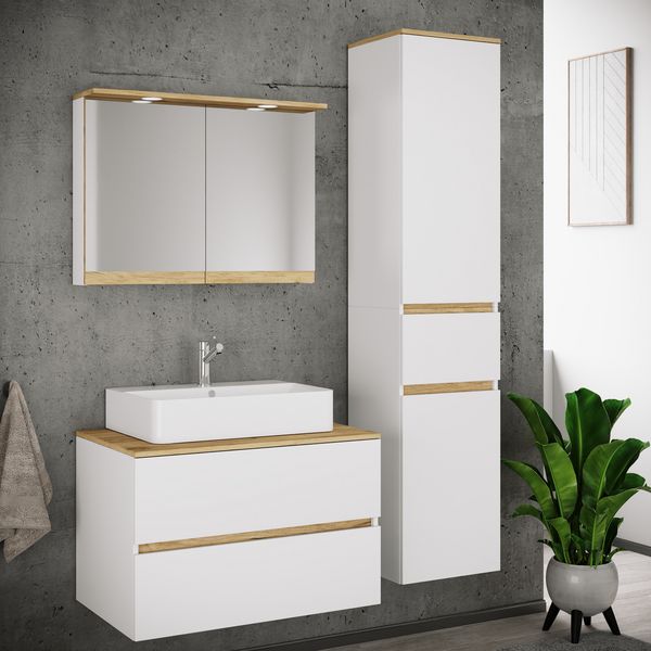 Produktbild: 4 tlg. Badm&ouml;bel-Set mit Waschbecken Cosila-A 80 cm