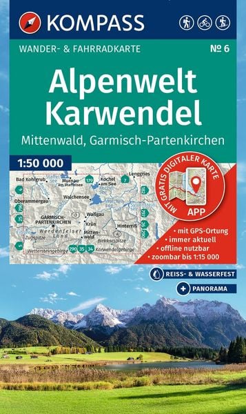 Produktbild: KOMPASS Wanderkarte 6 Alpenwelt Karwendel Mittenwald, Garmisch-Partenkirchen 1:50.000