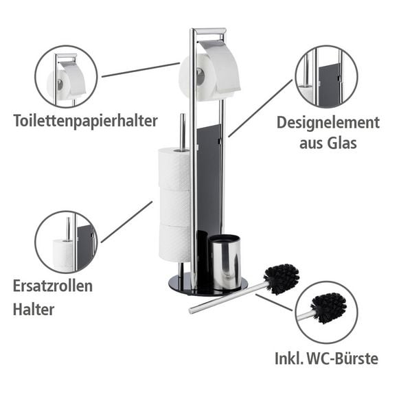 Produktbild: WC-Garnitur und Handtuchst&auml;nder Mod. Ravina, 2 tlg., 3in1 WC-Set