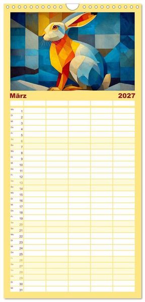 Produktbild: Familienplaner 2027 - Nordlicht in Facetten. Die Arktis in geometrischer Bildsprache mit 5 Spalten (Wandkalender, 21 x 45 cm) CALVENDO