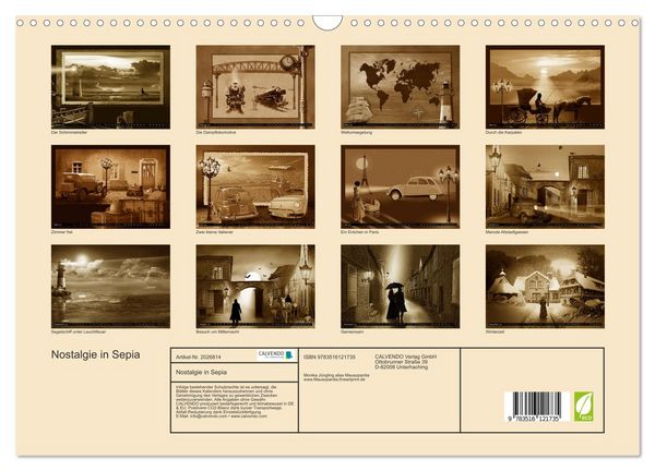 Produktbild: Nostalgie in Sepia (Wandkalender 2026 DIN A3 quer), CALVENDO Monatskalender