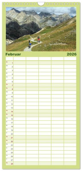 Produktbild: Familienplaner 2026 - Mountainbike Traumpfade mit 5 Spalten (Wandkalender, 21 x 45 cm) CALVENDO