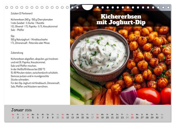 Produktbild: Rezepte f&uuml;r die Hei&szlig;luftfritteuse - vegetarisch, schnell und einfach (Wandkalender 2026 DIN A4 quer), CALVENDO Monatskalender