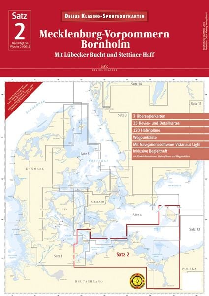 Produktbild: Delius Klasing-Sportbootkarten Mecklenburg-Vorpommern, Bornholm, m. CD-ROM, Planokarte