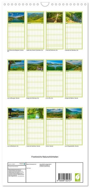 Produktbild: Familienplaner 2027 - Frankreichs Natursch&ouml;nheiten mit 5 Spalten (Wandkalender, 21 x 45 cm) CALVENDO