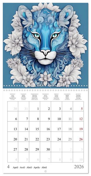 Produktbild: Animal fractals (Wall Calendar 2026 12 &times; 12 Inch) CALVENDO 12 Month Wall Calendar