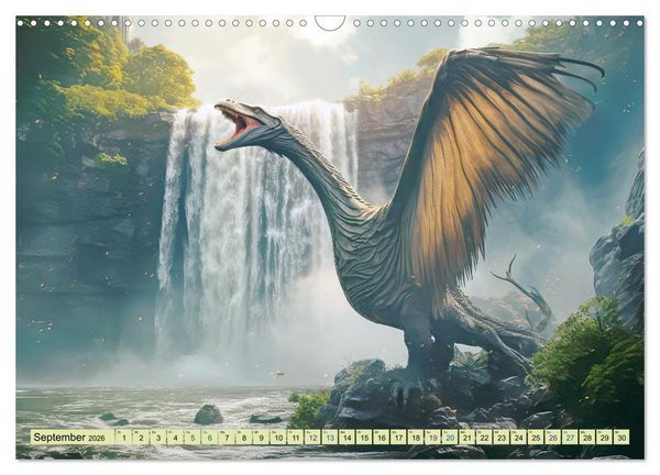Produktbild: Urzeittiere - KI-Fantasiebilder (Wandkalender 2026 DIN A3 quer), CALVENDO Monatskalender
