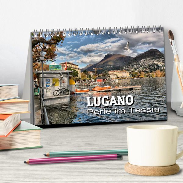 Produktbild: Lugano - Perle im Tessin (Tischkalender 2026 DIN A5 quer), CALVENDO Monatskalender