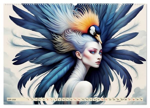 Produktbild: La muse aux oiseaux (Calendrier mural 2026 DIN A2 vertical), CALVENDO calendrier mensuel