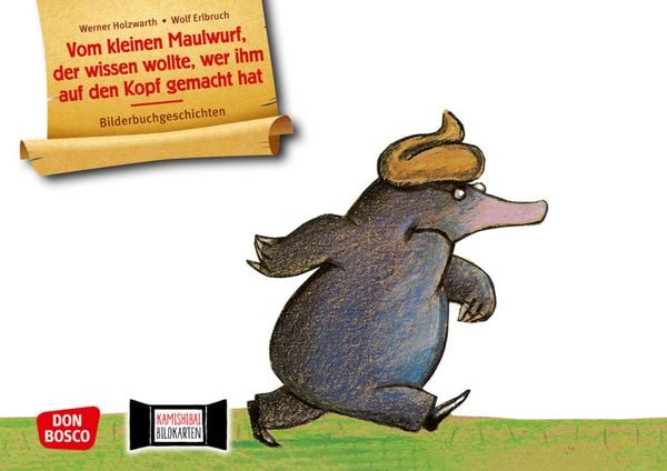 Produktbild: Vom kleinen Maulwurf, der wissen wollte, wer ihm auf den Kopf gemacht hat. Kamishibai Bildkartenset