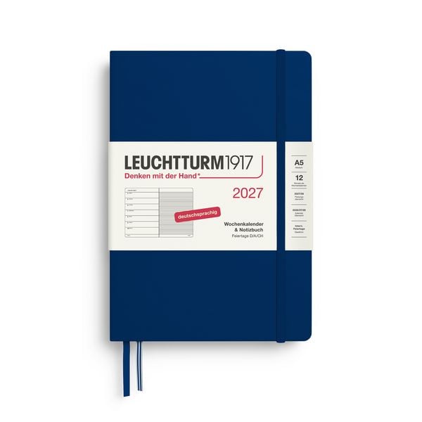 Produktbild: Wochenkalender & Notizbuch Medium (A5) 2027, Marine, Deutsch