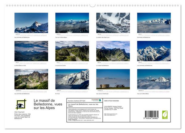 Produktbild: Le massif de Belledonne, vues sur les Alpes (Calendrier mural 2026 DIN A2 vertical) calendrier de bureau