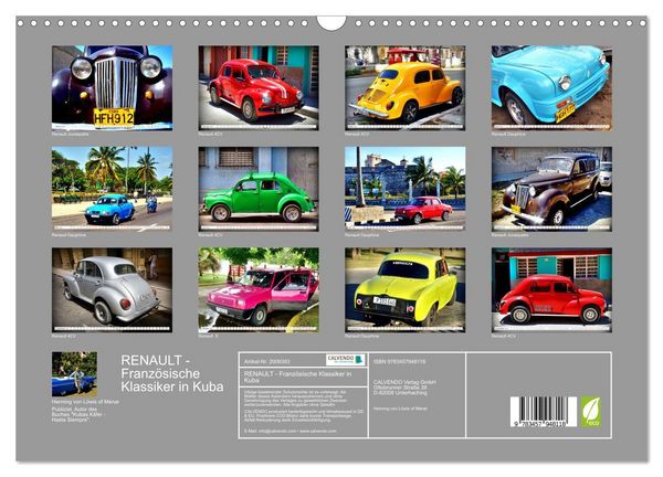 Produktbild: RENAULT - Franz&ouml;sische Klassiker in Kuba (Wandkalender 2026 DIN A3 quer), CALVENDO Monatskalender