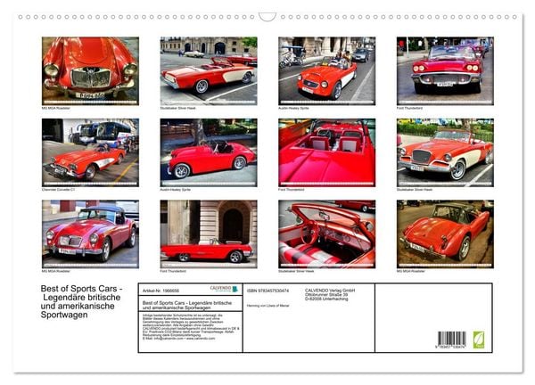 Produktbild: Best of Sports Cars - Legend&auml;re britische und amerikanische Sportwagen (Wandkalender 2026 DIN A2 quer), CALVENDO Monatskalender