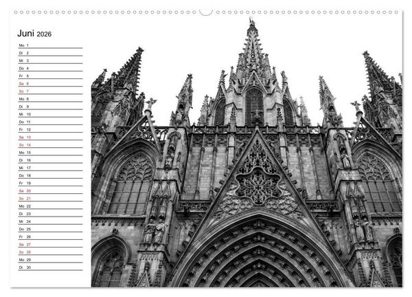 Produktbild: Barcelona Schwarz / Wei&szlig; Impressionen (hochwertiger Premium Wandkalender 2026 DIN A2 quer), Kunstdruck in Hochglanz