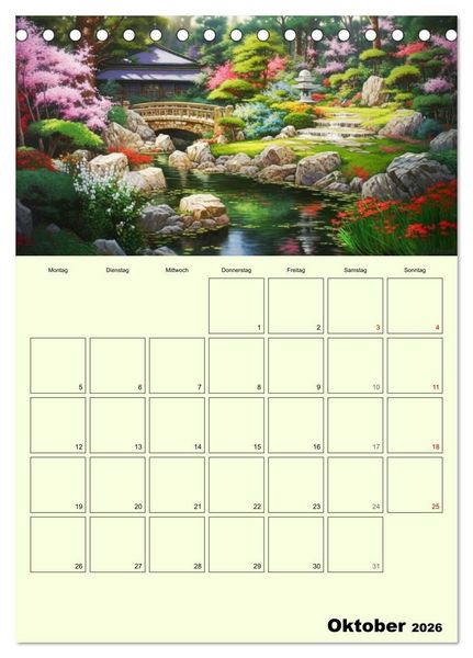 Produktbild: Im japanischen Garten. Zauberhafte Illustrationen (Tischkalender 2026 DIN A5 hoch), CALVENDO Monatskalender