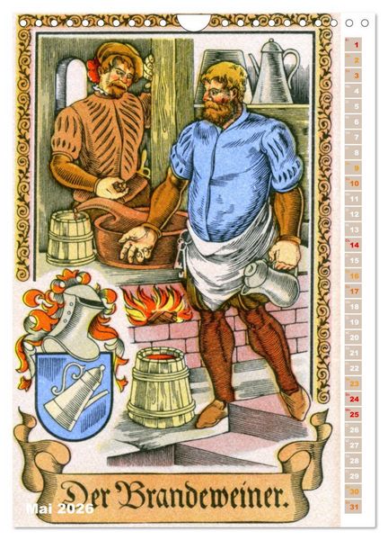 Produktbild: Altes Handwerk: Historische Zeichnungen neu entdeckt (Wandkalender 2026 DIN A4 hoch), CALVENDO Monatskalender