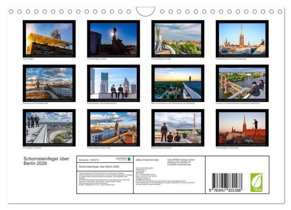 Produktbild: Schornsteinfeger &uuml;ber Berlin 2026 (Wandkalender 2026 DIN A4 quer), CALVENDO Monatskalender