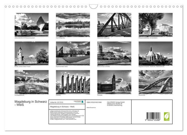 Produktbild: Magdeburg in Schwarz - Wei&szlig; (Wandkalender 2026 DIN A3 quer), CALVENDO Monatskalender