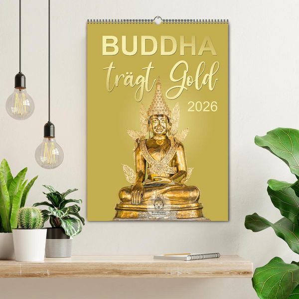 Produktbild: Buddha tr&auml;gt Gold (Wandkalender 2026 DIN A2 hoch), CALVENDO Monatskalender