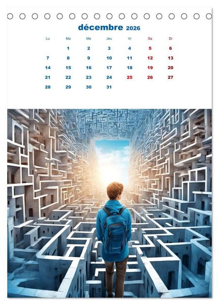 Produktbild: Les &eacute;nigmes du labyrinthe (Calendrier de bureau 2026 DIN A5 horizontal), CALVENDO calendrier mensuel