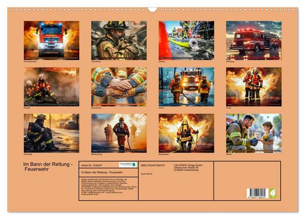 Produktbild: Im Bann der Rettung - Feuerwehr (Wandkalender 2026 DIN A2 quer), CALVENDO Monatskalender