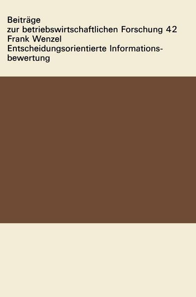 Produktbild: Entscheidungsorientierte Informationsbewertung