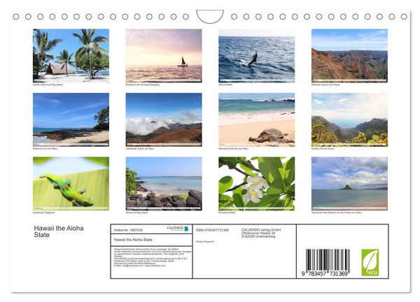 Produktbild: Hawaii the Aloha State (Wandkalender 2026 DIN A4 quer), CALVENDO Monatskalender