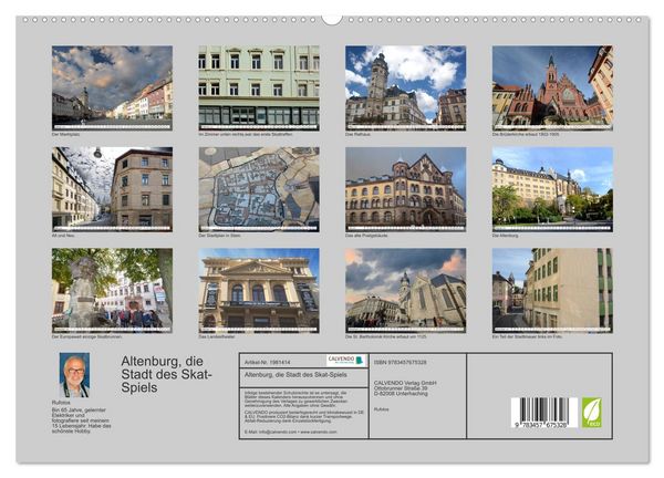 Produktbild: Altenburg, die Stadt des Skat-Spiels (hochwertiger Premium Wandkalender 2026 DIN A2 quer), Kunstdruck in Hochglanz