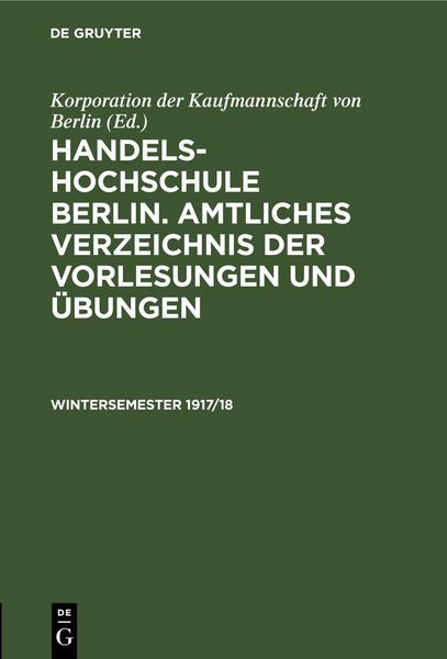 Produktbild: Wintersemester 1917/18